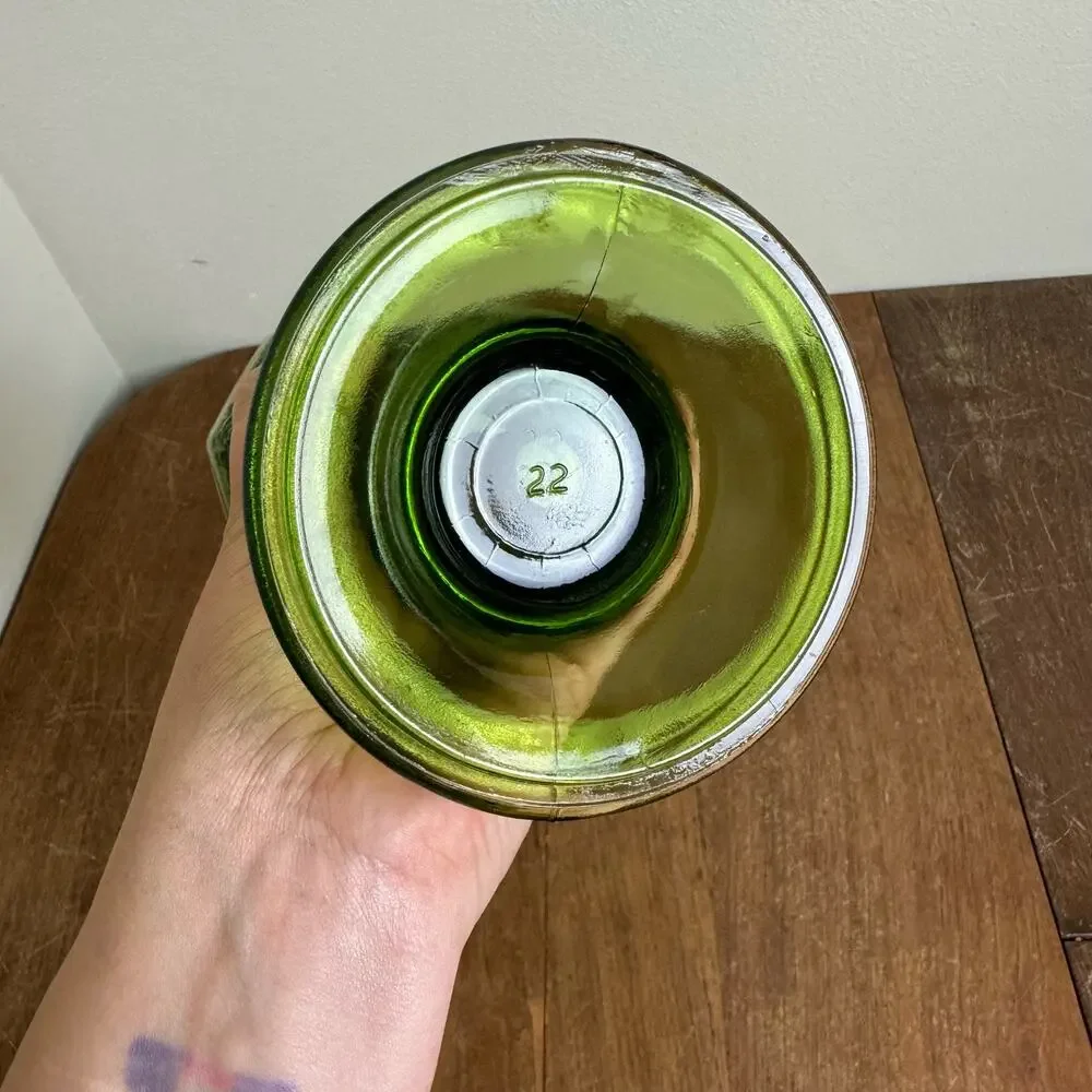 Vintage Anchor Hocking Avocado‎ Green Grape Pattern Embossed Flower Vase